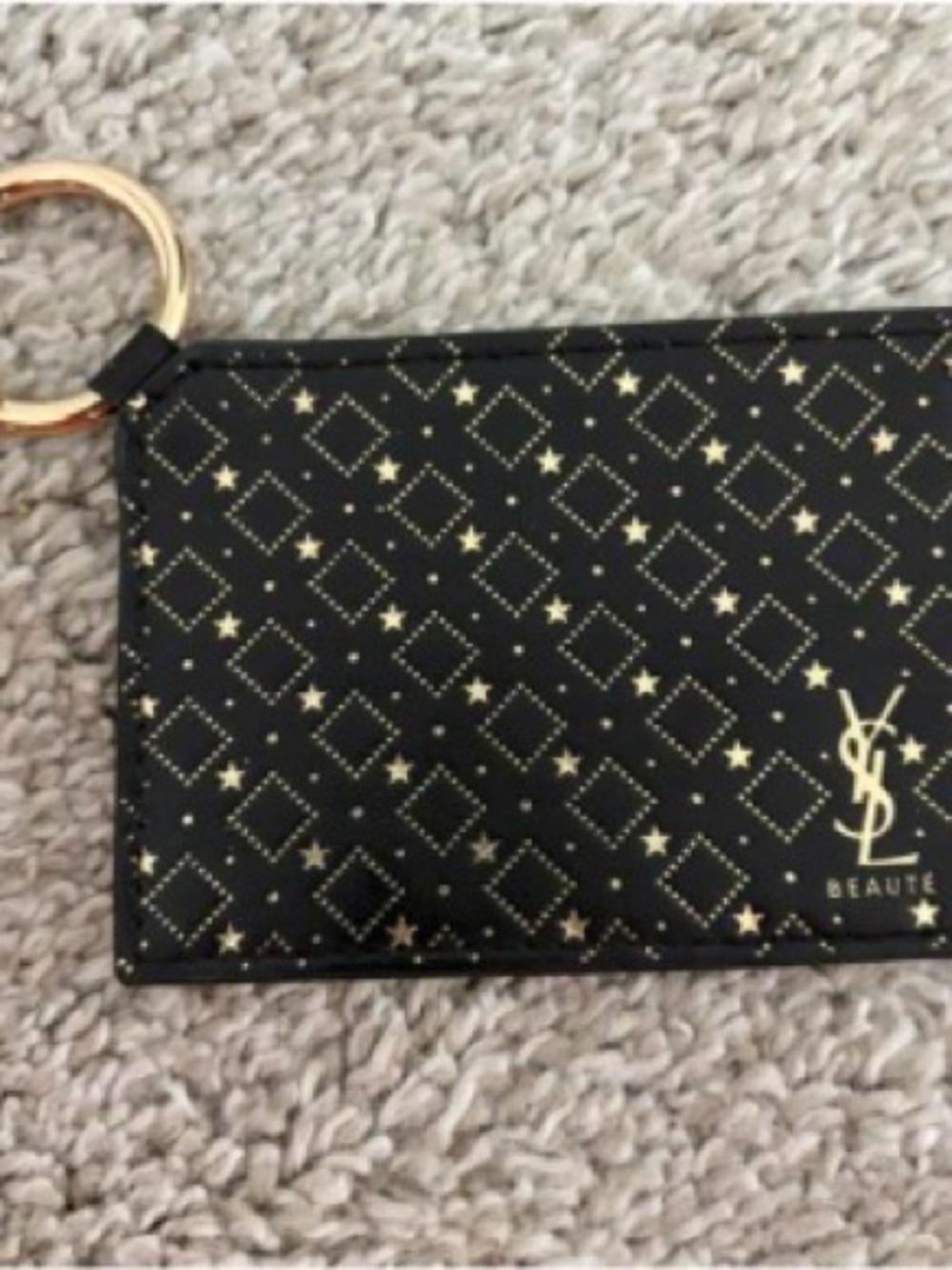 Yves Saint Laurent Black & Gold Card Holder Keyring with Mirror 🪞